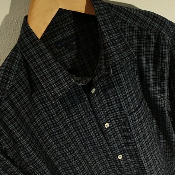 Blue on Blue Window Pane Plaid Long-Sleeve XL - Picture 3 of 6